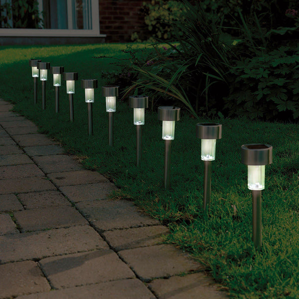10 Pcs Outdoor Stainless Steel Solar Lights - Mega Cart