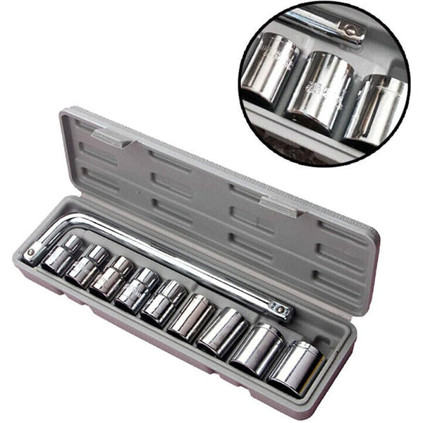 10Pc Multi-Size Wrench and Socket Hand Tool Set - Mega Cart