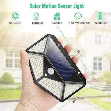 114 LED Solar Motion Sensor Wall Light - Waterproof & Bright - Mega Cart