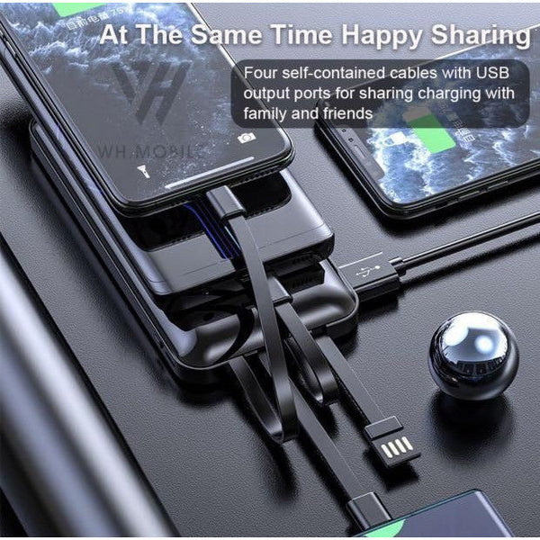 15000mAh Portable Powerbank with 4 Output Built In Cables - Mega Cart