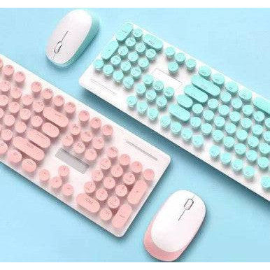 2.4G Wireless Keyboard and Mouse Combo - Ergonomic, Quiet, Retro - Mega Cart