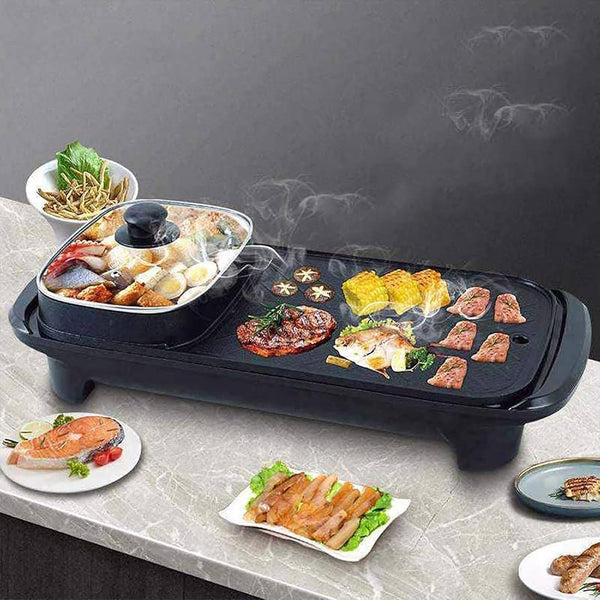 2-in-1 Electric Hotpot and Grill Cooker - Mega Cart