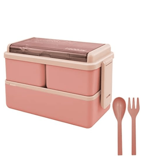 2 Layer 1400ml Lunch Box with Spoon and Fork - Mega Cart