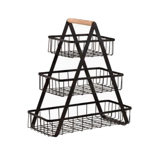 3-Tier Fruit Storage Basket Stand With Handle - Mega Cart