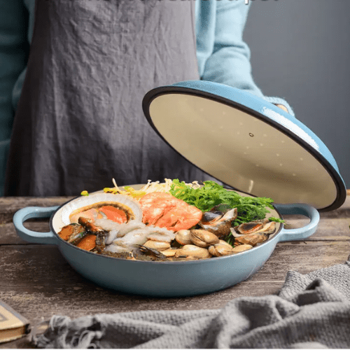 30cm Cast Iron Casserole Pot with Lid - Mega Cart