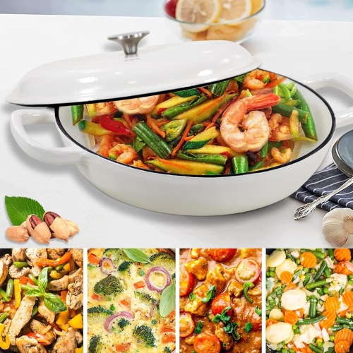 30cm Cast Iron Casserole Pot with Lid - Mega Cart