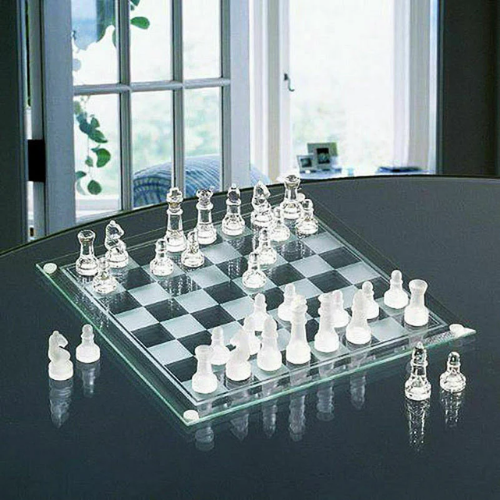 32 Piece Frosted Glass Chess Board Game - Mega Cart