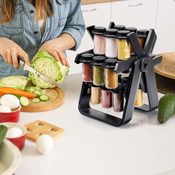 360 Rotating Spice Rack with 18 Jars - Mega Cart