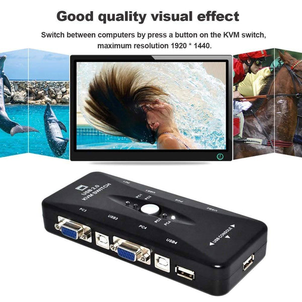 4-Port KVM Switch USB 2.0 Converter - Mega Cart