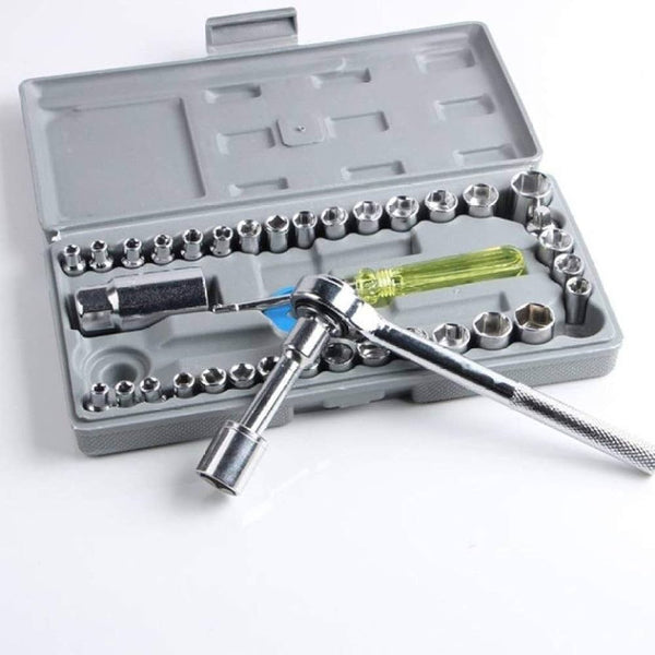 40Pc Combination Wrench and Socket Ratchet Kit - Mega Cart