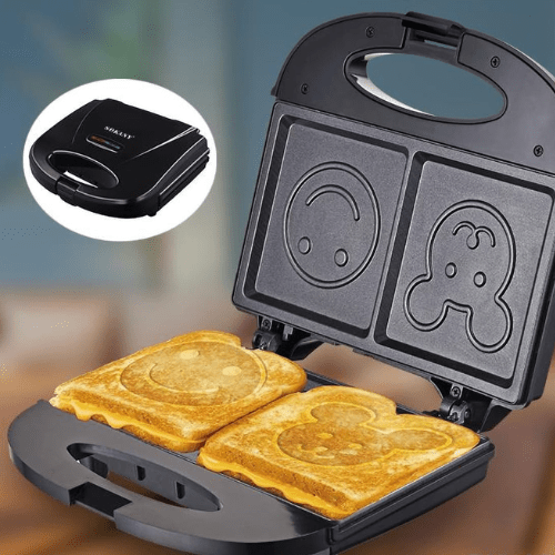 750W Waffle Maker With Smiley Face - Mega Cart