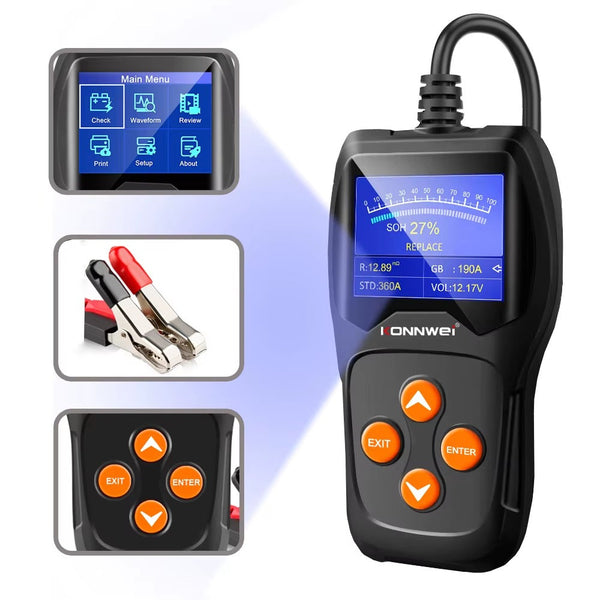 Compact 12V Auto Battery Tester - Mega Cart