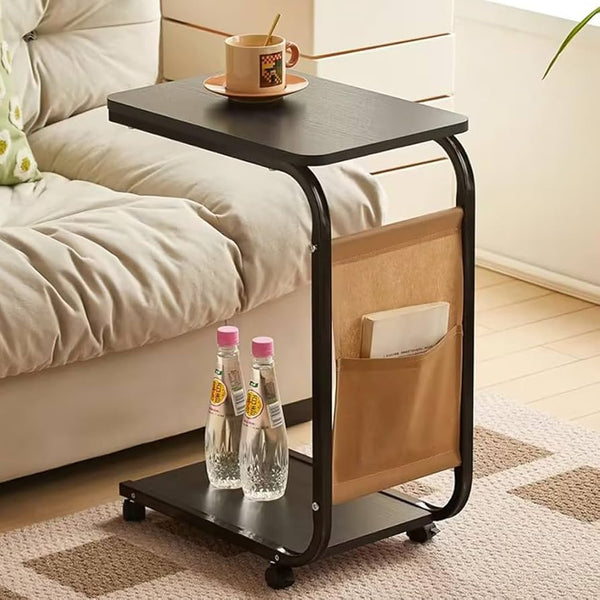 Rolling Side Table for Sofa or Bed