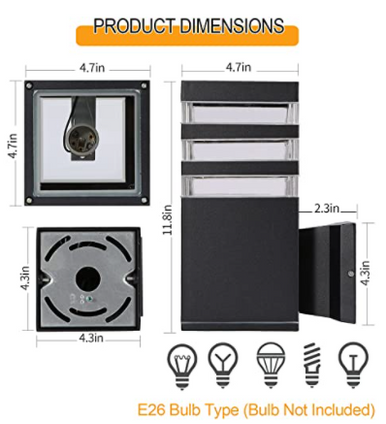 WeatherGuard Square Outdoor Wall Lamp E27