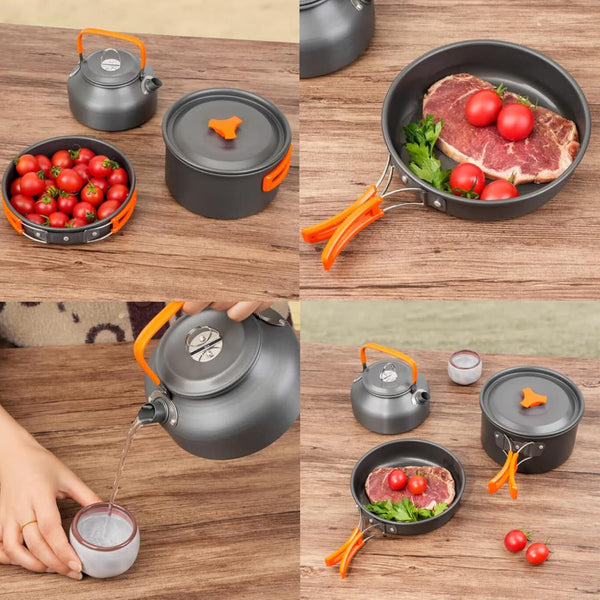 Camping Cooking Set with Kettle - Mega Cart