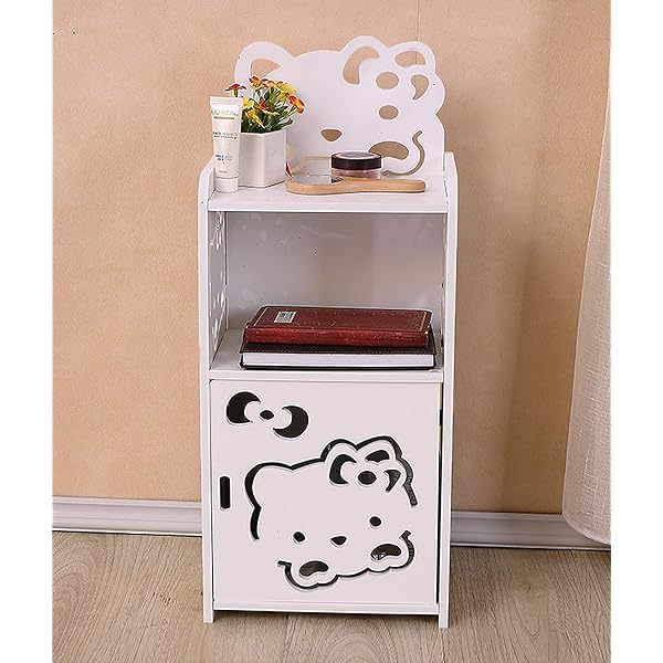 Compact White Bedside Table with Door - Mega Cart