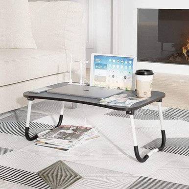 Eco-Friendly Bamboo Laptop Table with 4 USB Ports - Mega Cart