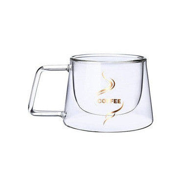 Elegant Double Walled Glass Coffee Mug - Heat Retaining Design - Mega Cart