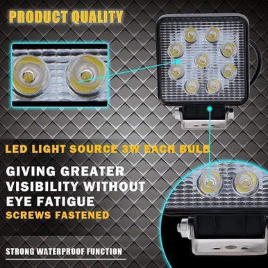 High-Power 27W LED Car Spotlight - IP68 Waterproof - Mega Cart