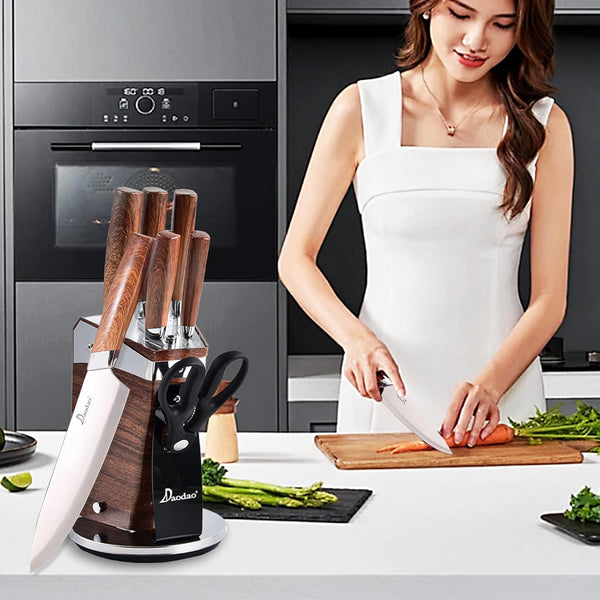 Stainless Steel 7 Piece Knife Set with Block - Mega Cart