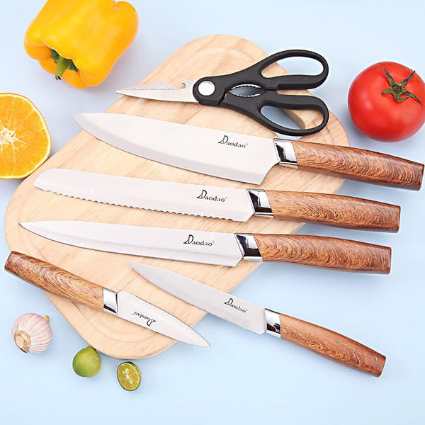 Stainless Steel 7 Piece Knife Set with Block - Mega Cart