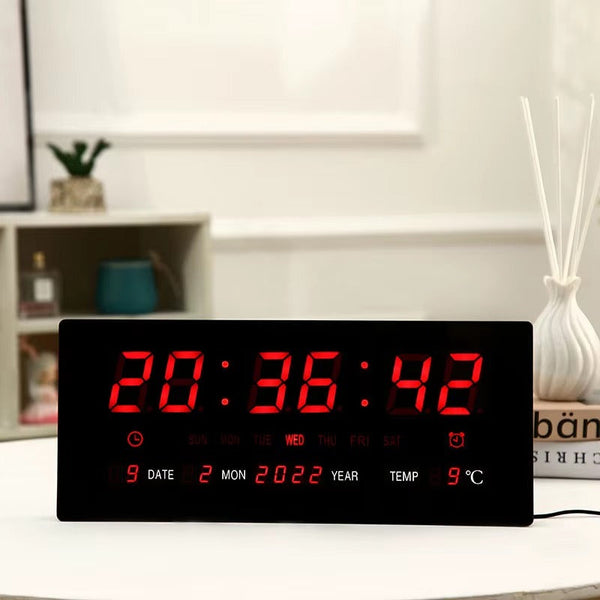 Large LED Alarm Wall Clock with 24H Backlight - Mega Cart