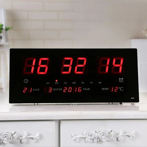 Large LED Alarm Wall Clock with 24H Backlight - Mega Cart