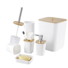 Luxurious 6-Piece Bathroom Accessories Set With Wooden Lid - Mega Cart