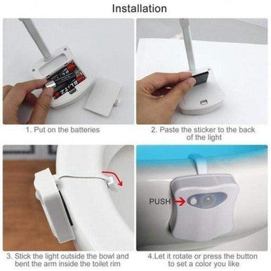 Motion Sensor LED Toilet Nightlight - 8 Colour Options - Mega Cart