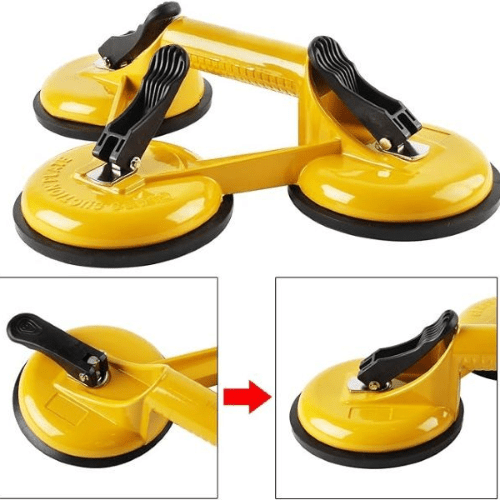 Movable 3 Plates Suction Cup Glass Lifter - Mega Cart