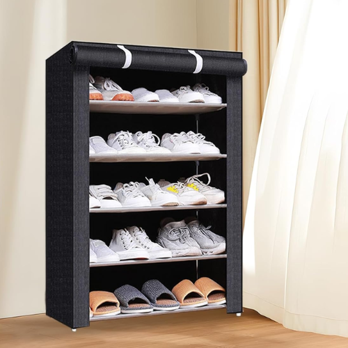 Multi-Layer Shoe Organizer with Fabric Cover - Mega Cart