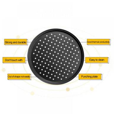 Non-stick Perforated Pizza Pan - Carbon Steel, Dishwasher Safe - Mega Cart
