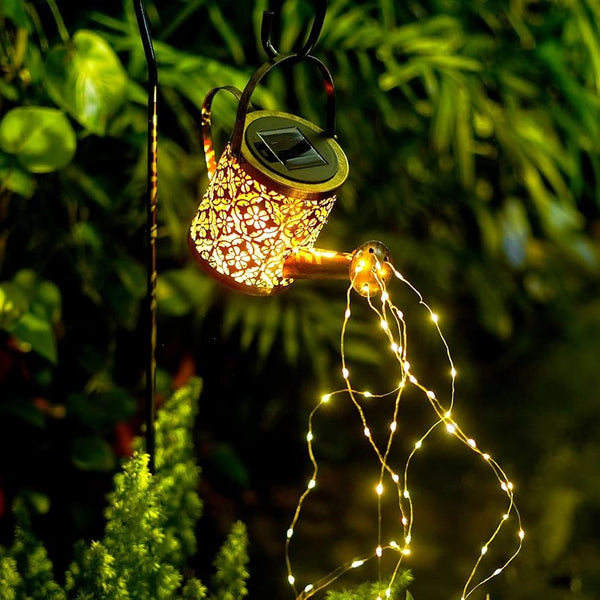 Outdoor Solar Watering Can Light with Waterfall LEDs - Mega Cart