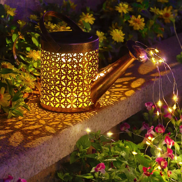 Outdoor Solar Watering Can Light with Waterfall LEDs - Mega Cart