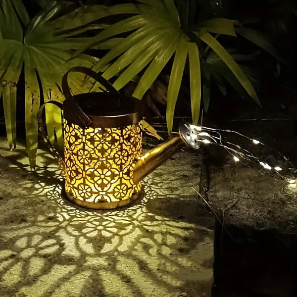 Outdoor Solar Watering Can Light with Waterfall LEDs - Mega Cart