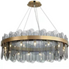 PrimeNest Aura Glass Halo Chandelier In Gold & Smoke Grey - Mega Cart