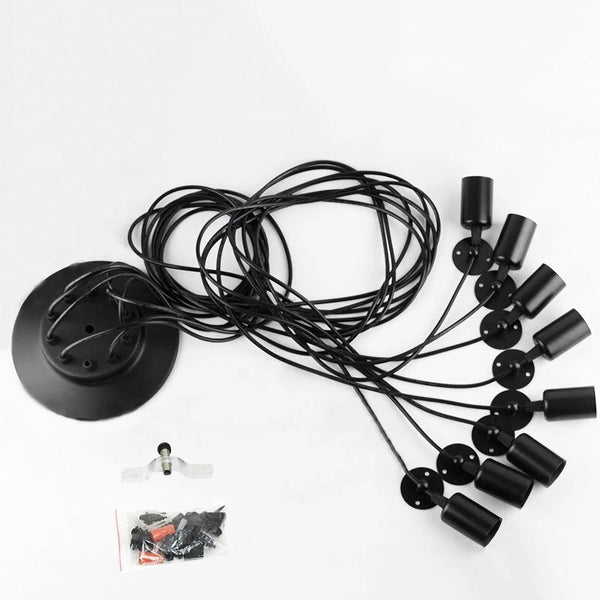 PrimeNest Black Elegance 8-Cord Chandelier - Elegant Lighting Fixture - Mega Cart