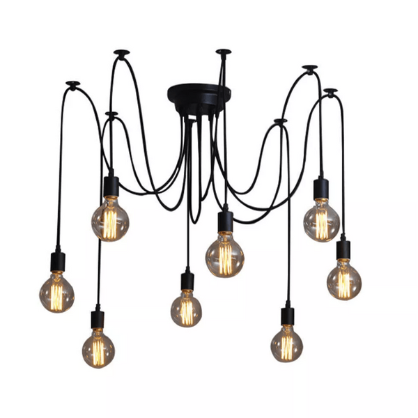 PrimeNest Black Elegance 8-Cord Chandelier - Elegant Lighting Fixture - Mega Cart