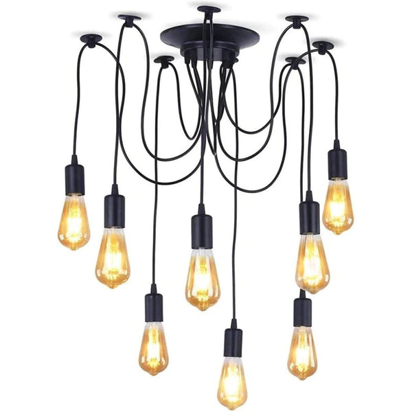 PrimeNest Black Elegance 8-Cord Chandelier - Elegant Lighting Fixture - Mega Cart