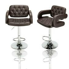 PrimeNest Caroline Bar Stool - Teak & PU Leather, Adjustable Height - Mega Cart
