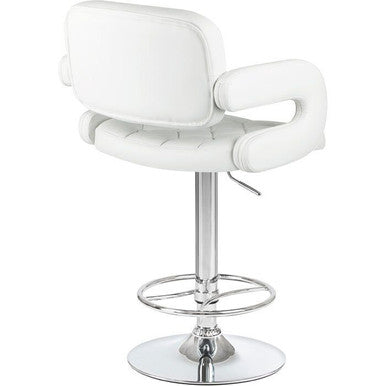 PrimeNest Caroline Bar Stool - Teak & PU Leather, Adjustable Height - Mega Cart