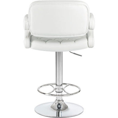 PrimeNest Caroline Bar Stool - Teak & PU Leather, Adjustable Height - Mega Cart
