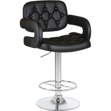 PrimeNest Caroline Bar Stool - Teak & PU Leather, Adjustable Height - Mega Cart
