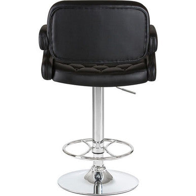 PrimeNest Caroline Bar Stool - Teak & PU Leather, Adjustable Height - Mega Cart