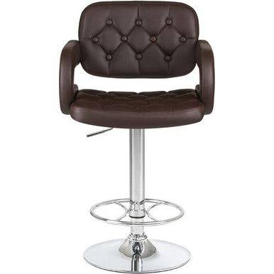 PrimeNest Caroline Bar Stool - Teak & PU Leather, Adjustable Height - Mega Cart