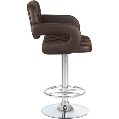 PrimeNest Caroline Bar Stool - Teak & PU Leather, Adjustable Height - Mega Cart