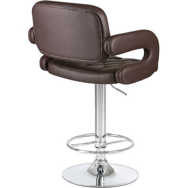 PrimeNest Caroline Bar Stool - Teak & PU Leather, Adjustable Height - Mega Cart