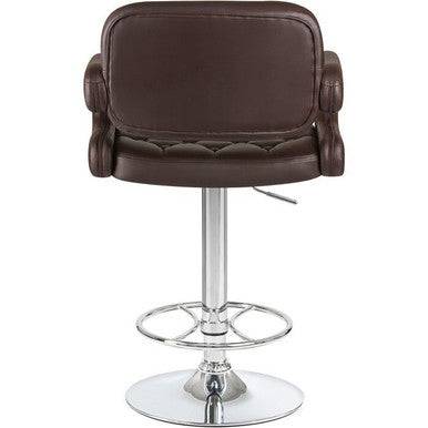 PrimeNest Caroline Bar Stool - Teak & PU Leather, Adjustable Height - Mega Cart