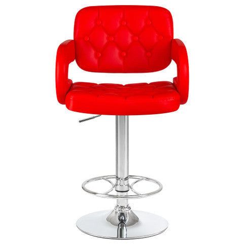 PrimeNest Caroline Bar Stool - Teak & PU Leather, Adjustable Height - Mega Cart