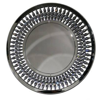 PrimeNest Elegant Crystal Teardrop Round Mirror - Stylish Home Decor - Mega Cart